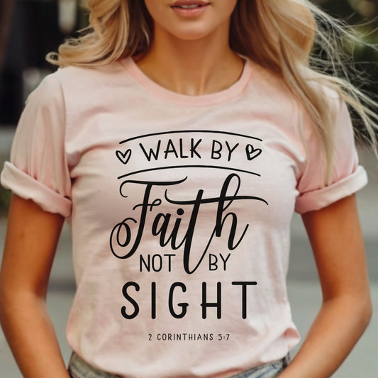 Christian Tee, By Faith Christian T-shirt, Woman in Pink Faith Apparel 