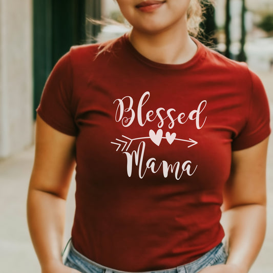Christian Tee, Blessed Mama Christian Tee, Woman in Red Faith Apparel 