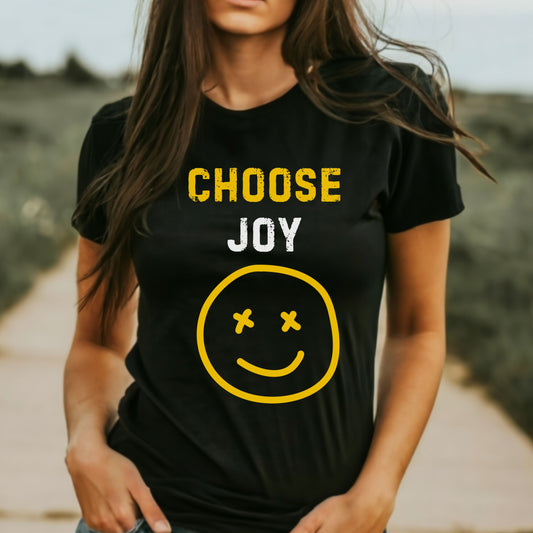 Christian Tee, Choose Joy Christian T-shirt, Woman in Black Faith Apparel 