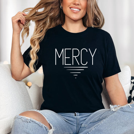 Christian Tee, Mercy Christian T-shirt, Woman in black Faith Apparel 