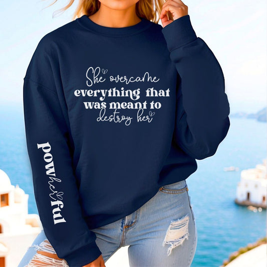 She Overcame Christian Sweatshirt