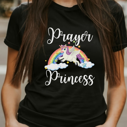Christian Tee, Prayer Princess  Christian T-shirt, Woman in Black Faith Apparel 