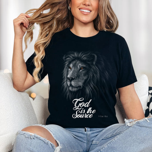 Christian Tee, God is the Source Christian T-shirt, Woman in black Faith Apparel 